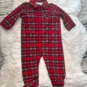 Little Me 9mos Plaid Red Kids One Piece